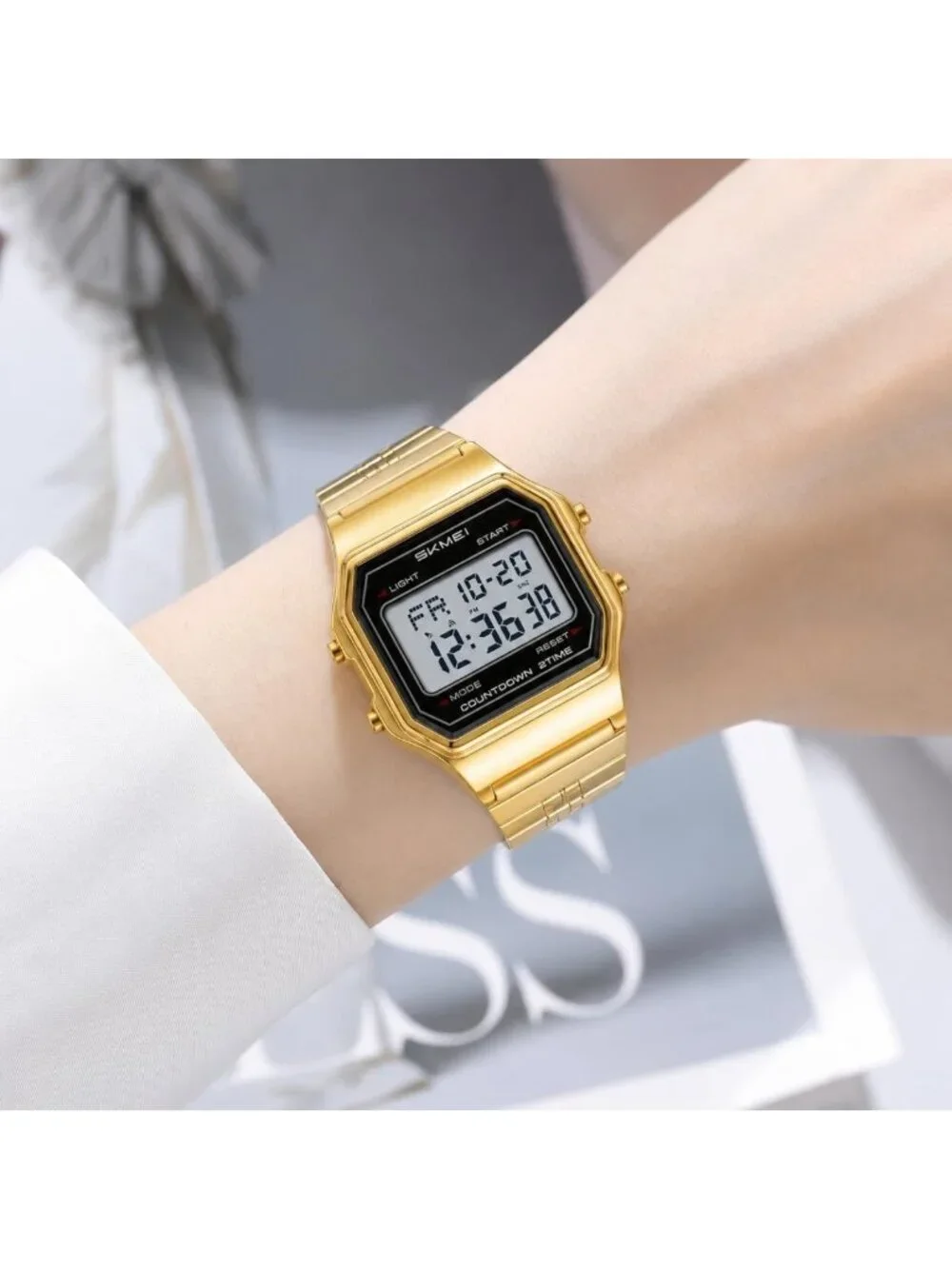 Unisex Retro Y2K Square Face Digital Watch - Waterproof, LED Backlight, Alarm